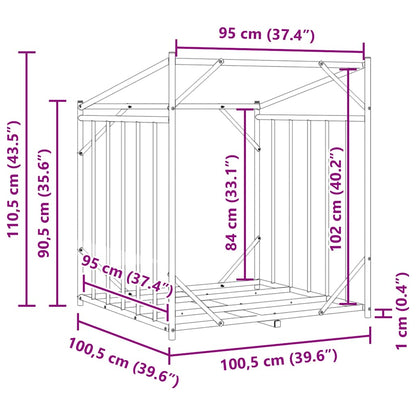 Brennholzregal mit Regenschutz 100,5x100,5x110,5 cm