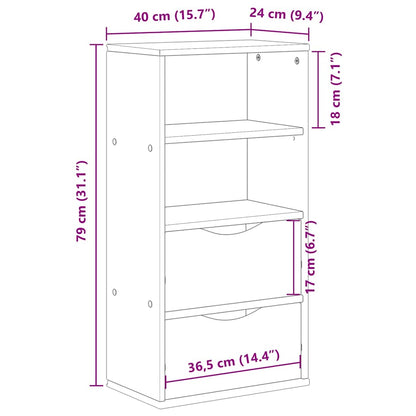 Beistellschrank mit Schubladen 40x24x79 cm Massivholz Kiefer