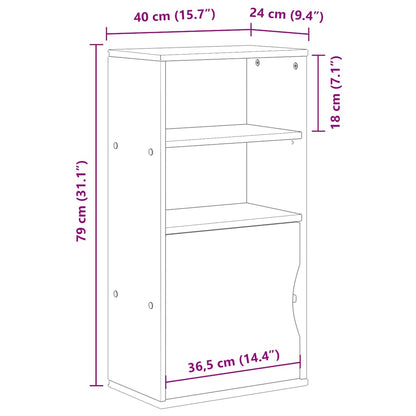 Beistellschrank ODDA Weiß 40x24x79 cm Massivholz Kiefer