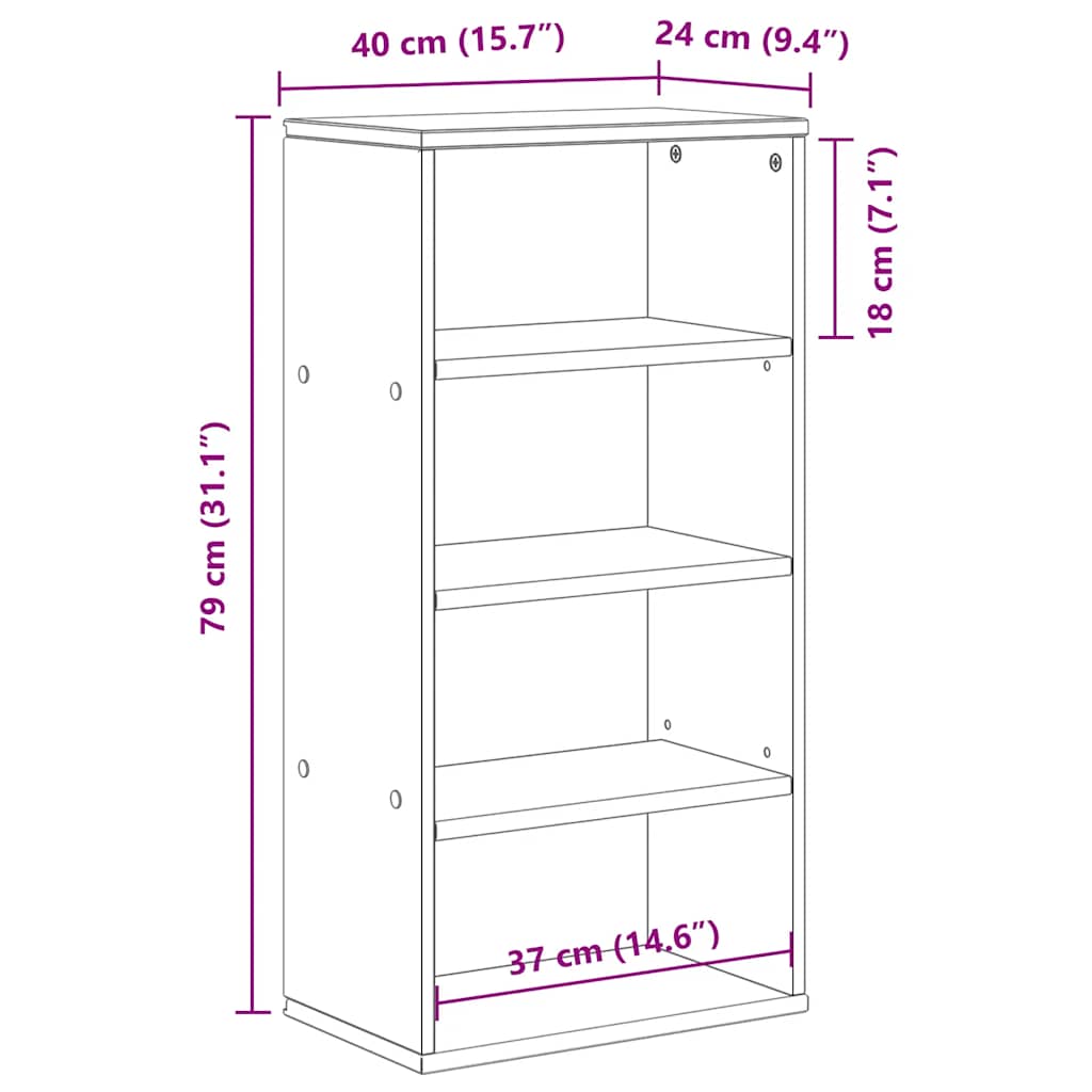 Beistellschrank ODDA Weiß 40x24x79 cm Massivholz Kiefer