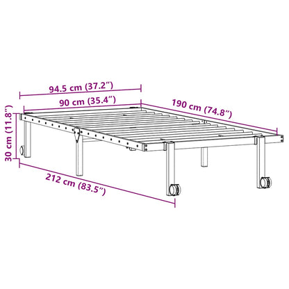 Bettgestell ohne Matratze Klappbar Schwarz 90x190 cm Stahl