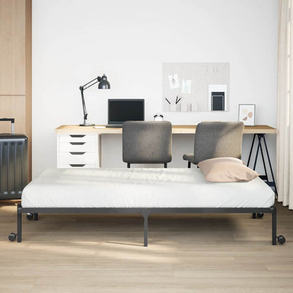 Bettgestell ohne Matratze Klappbar Schwarz 100x200 cm Stahl