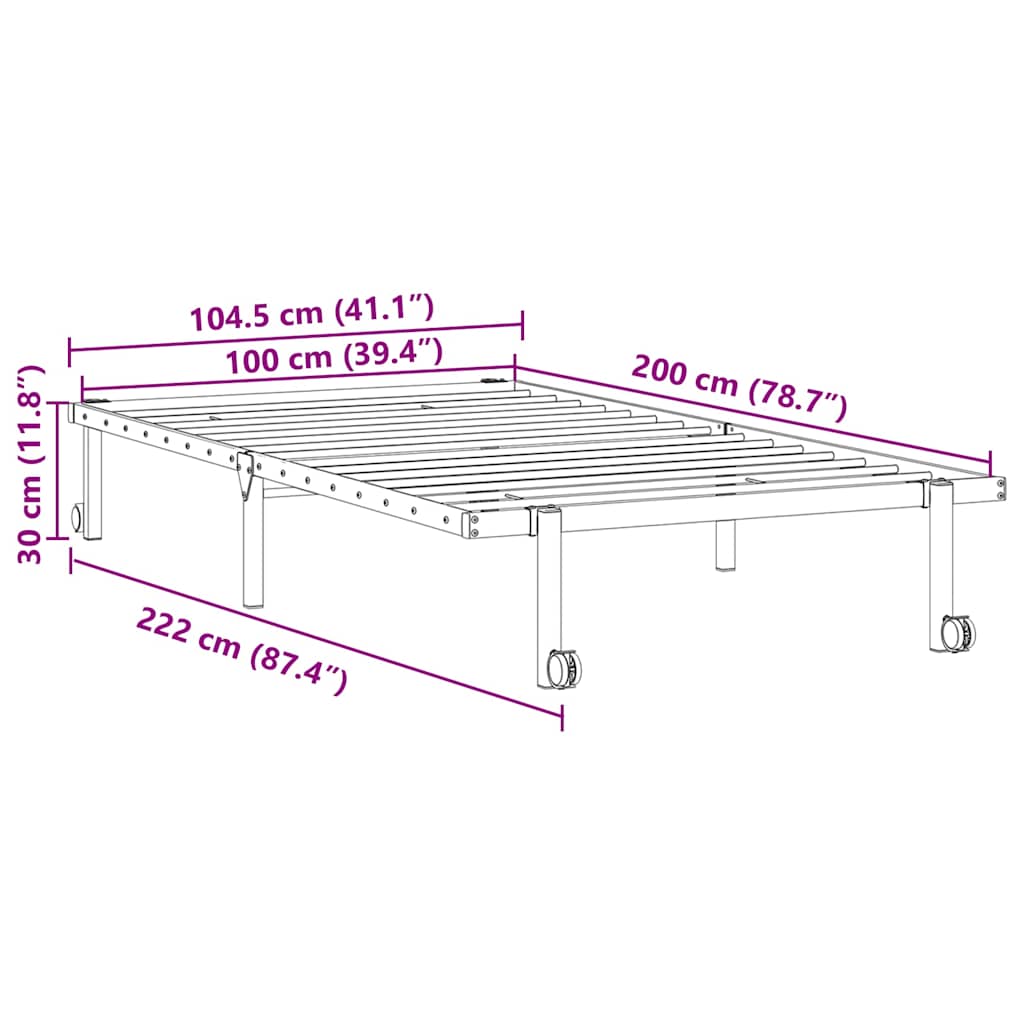 Bettgestell ohne Matratze Klappbar Weiß 100x200 cm Stahl