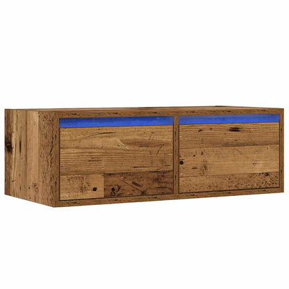 TV-Schrank mit LED-Leuchten Altholz-Optik 75x35,5x25 cm