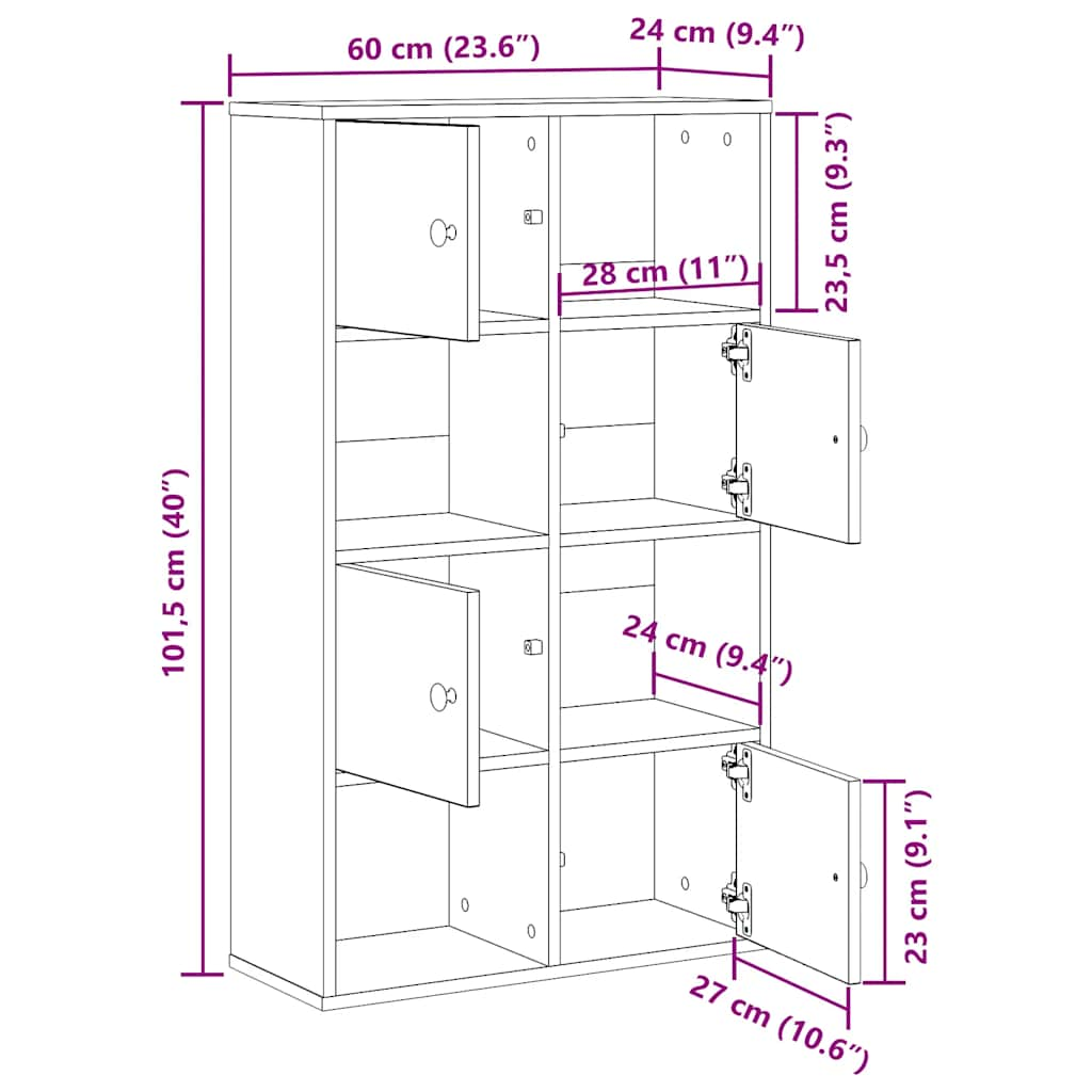 Bücherregal Altholz-Optik 60x24x101,5 cm Holzwerkstoff