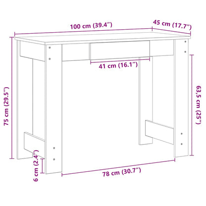 Schreibtisch Weiß 100x45x75 cm Holzwerkstoff