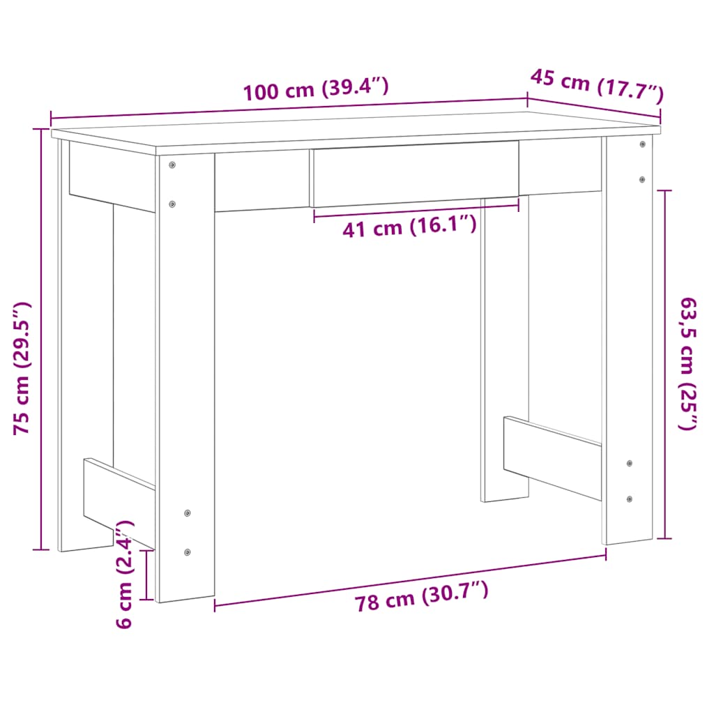 Schreibtisch Schwarz 100x45x75 cm Holzwerkstoff