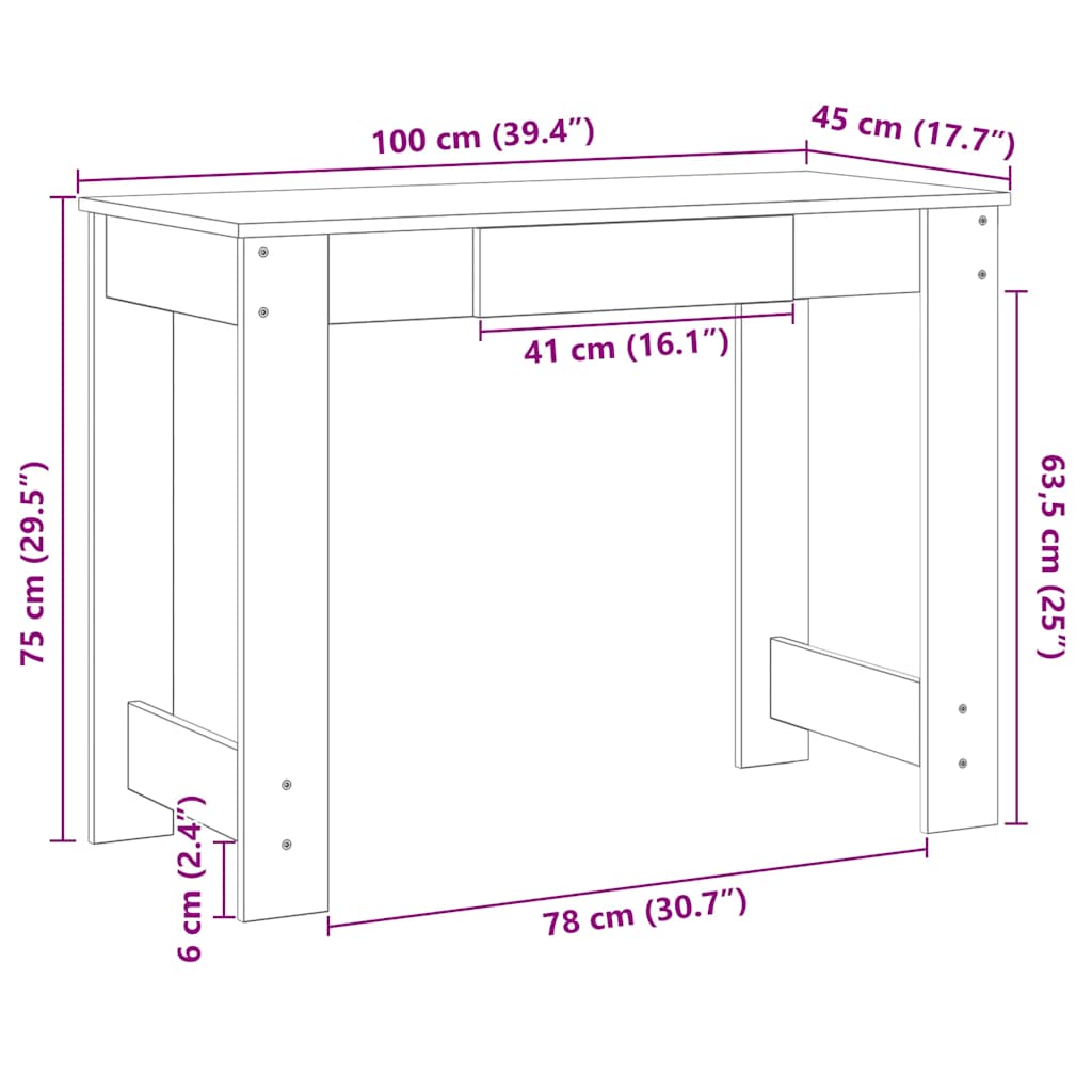 Schreibtisch Betongrau 100x45x75 cm Holzwerkstoff