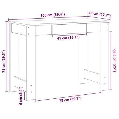 Schreibtisch Betongrau 100x45x75 cm Holzwerkstoff