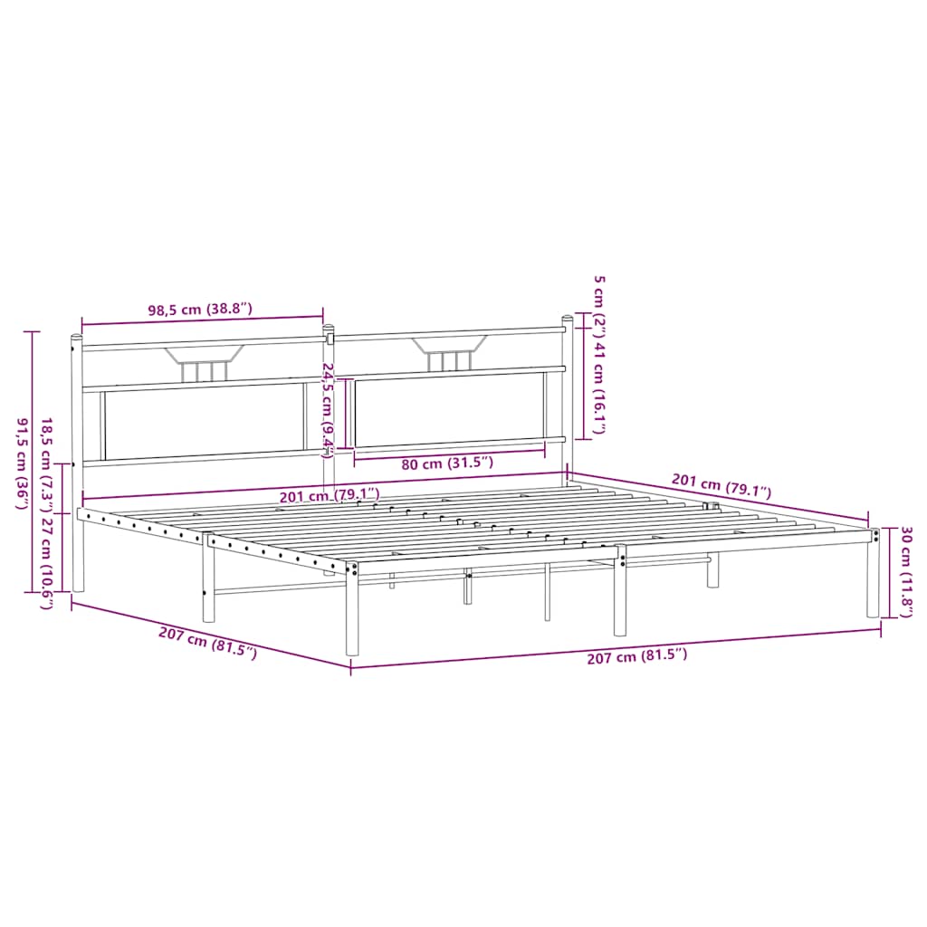 Bettgestell ohne Matratze Räuchereiche 200x200 cm Holzwerkstoff
