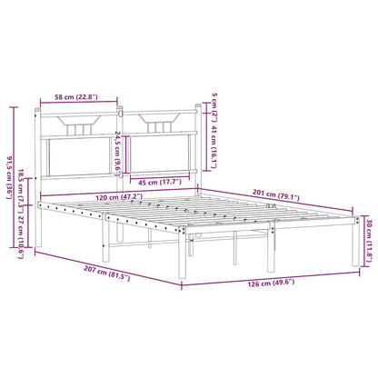 Bettgestell ohne Matratze Braun Eiche 120x200 cm Holzwerkstoff