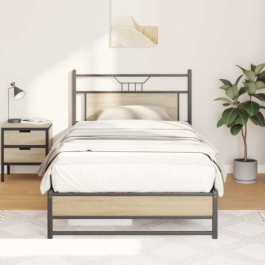 Bettgestell ohne Matratze Sonoma-Eiche 100x200 cm Holzwerkstoff