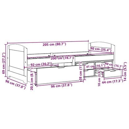 Tagesbett mit 5 Schubladen ohne Matratze IRUN Schwarz 90x200cm