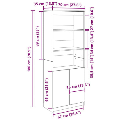 Highboard Altholz-Optik 70x35x180 cm Holzwerkstoff