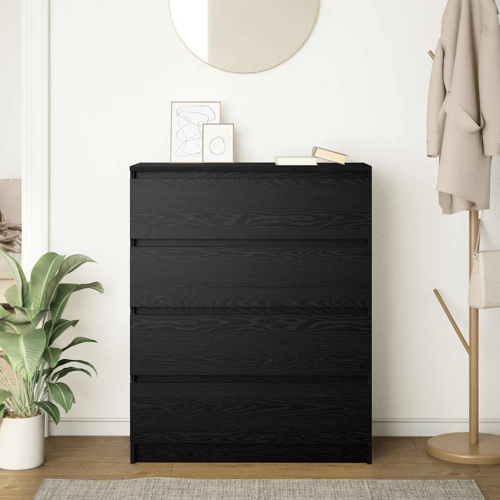 Sideboard Schwarz Eichen-Optik 80x35x99 cm Holzwerkstoff