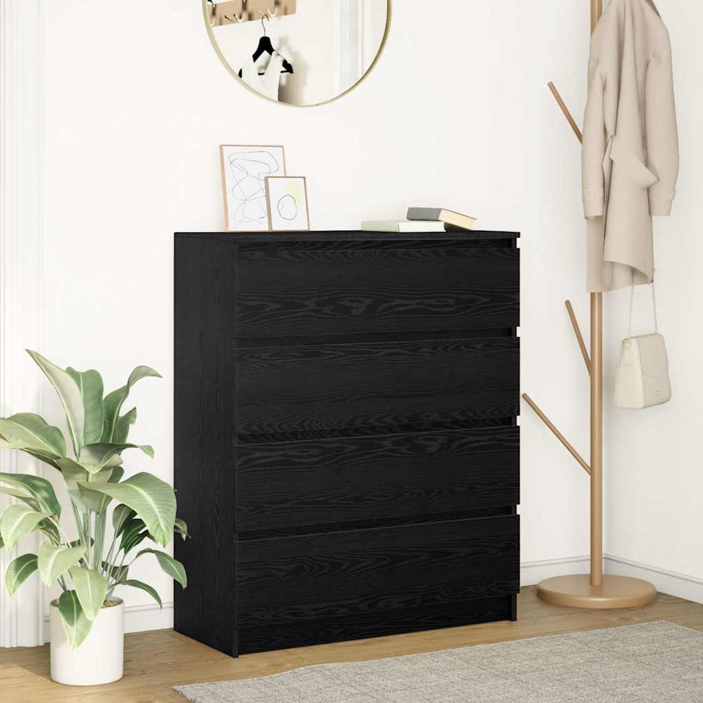 Sideboard Schwarz Eichen-Optik 80x35x99 cm Holzwerkstoff