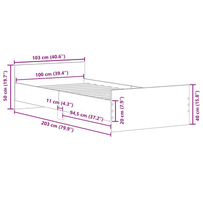 Bettgestell ohne Matratze Altholz-Optik 100x200cm Holzwerkstoff