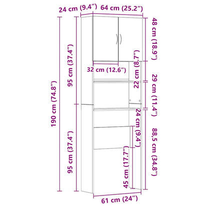 Waschmaschinenschrank Altholz-Optik 64x24x190 cm Holzwerkstoff