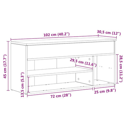 Schuhbank Räuchereiche 102x30,5x45 cm Holzwerkstoff