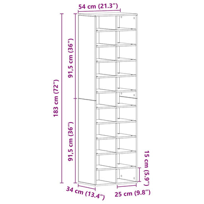 Schuhschrank Altholz-Optik 54x34x183 cm Holzwerkstoff