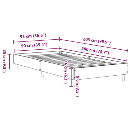 Bettgestell ohne Matratze Altholz-Optik 90x200cm Holzwerkstoff