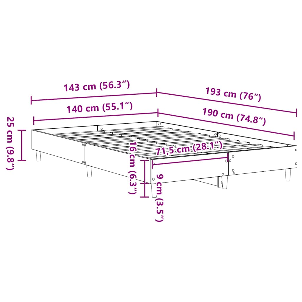 Bettgestell ohne Matratze Altholz-Optik 140x190cm Holzwerkstoff