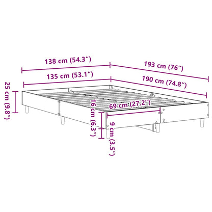 Bettgestell ohne Matratze Altholz-Optik 135x190cm Holzwerkstoff