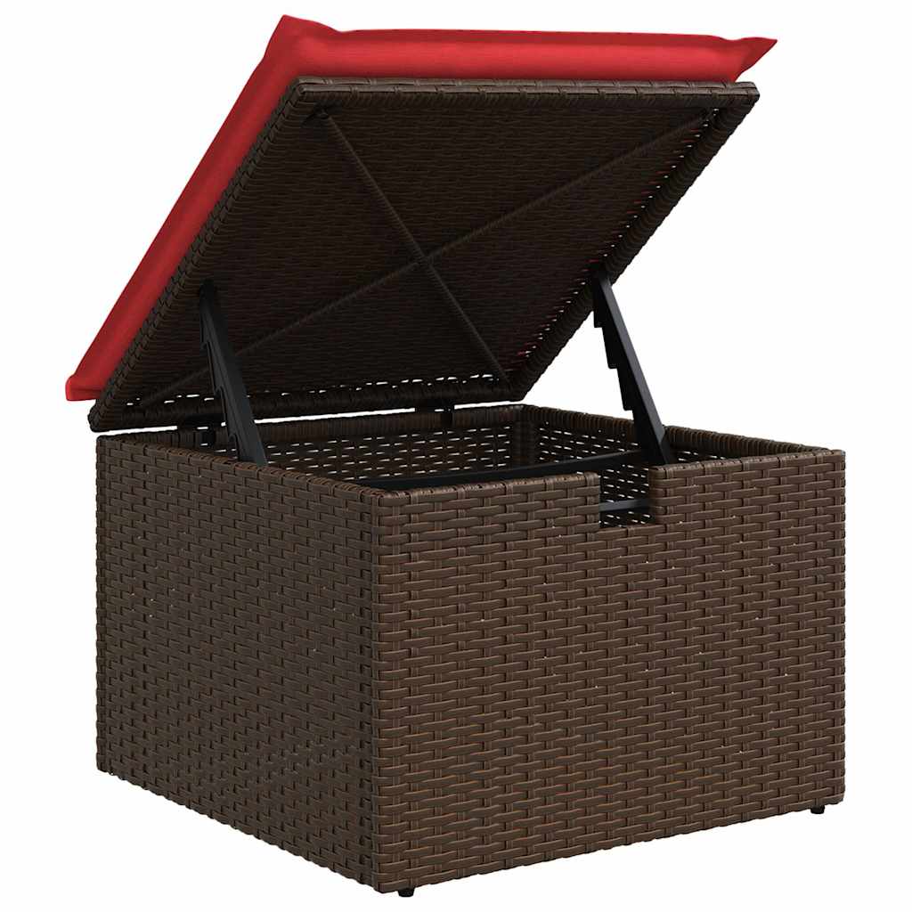 7-tlg. Garten-Sofagarnitur mit Kissen Braun Poly Rattan