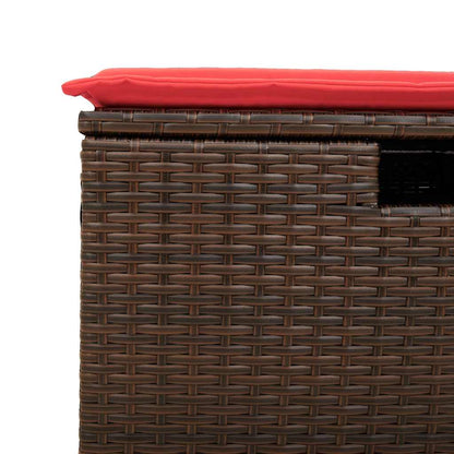 5-tlg. Garten-Sofagarnitur mit Kissen Braun Poly Rattan