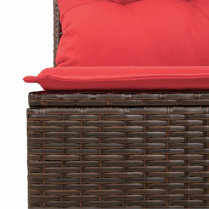 7-tlg. Garten-Sofagarnitur mit Kissen Braun Poly Rattan