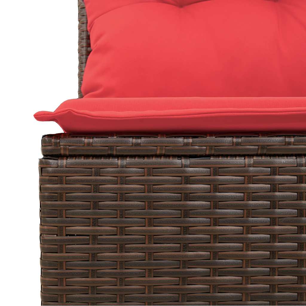 7-tlg. Garten-Sofagarnitur mit Kissen Braun Poly Rattan
