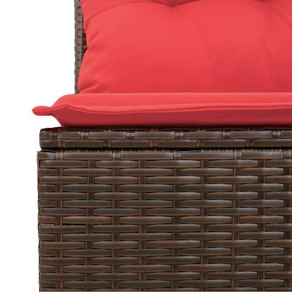 5-tlg. Garten-Sofagarnitur mit Kissen Braun Poly Rattan