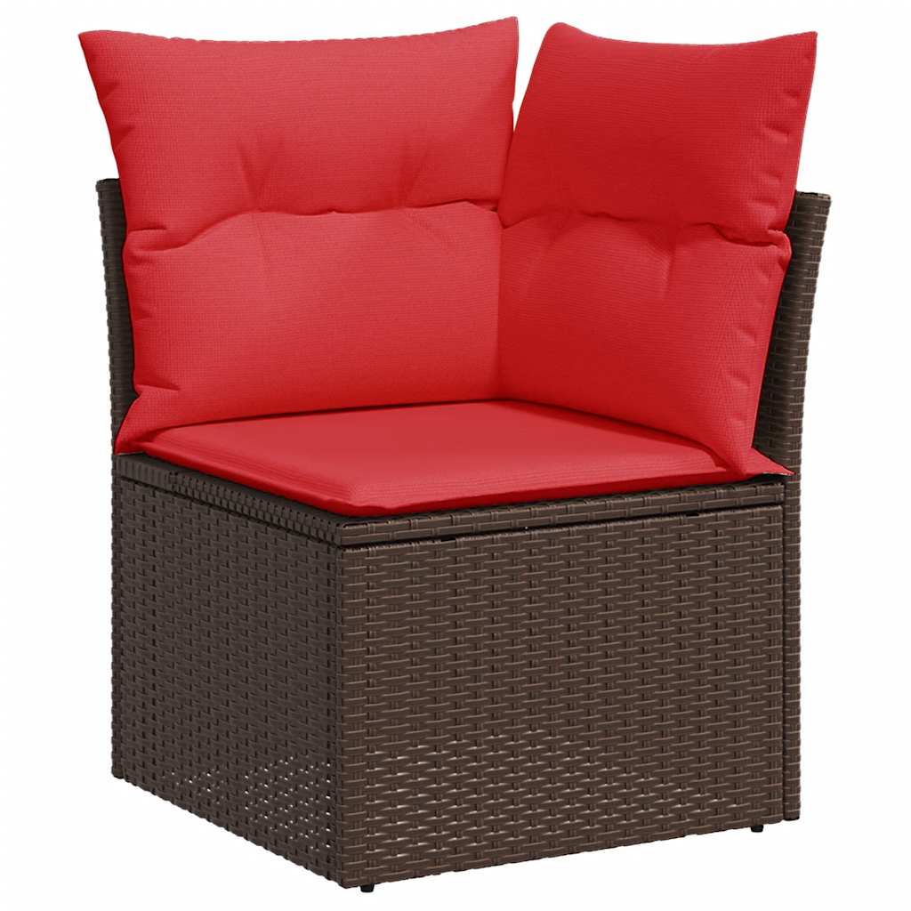 8-tlg. Garten-Sofagarnitur mit Kissen Braun Poly Rattan Akazie