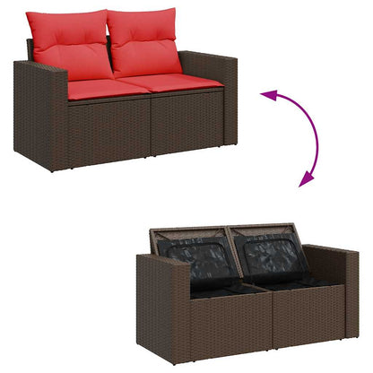 8-tlg. Garten-Sofagarnitur mit Kissen Braun Poly Rattan Akazie