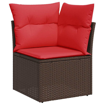 8-tlg. Garten-Sofagarnitur mit Kissen Braun Poly Rattan Akazie