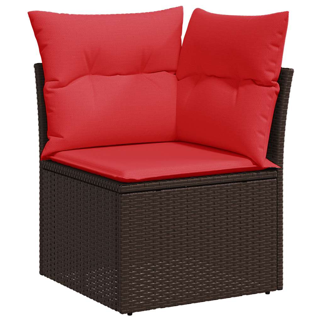 6-tlg. Garten-Sofagarnitur mit Kissen Braun Poly Rattan