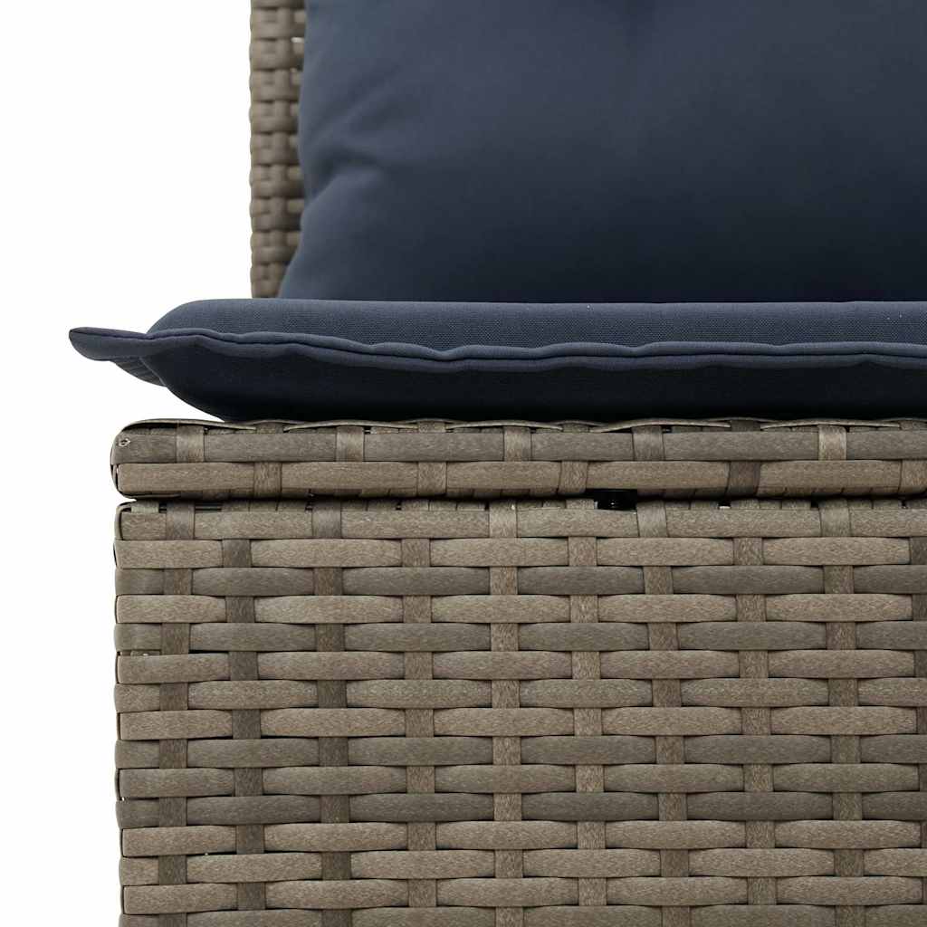 5-tlg. Garten-Sofagarnitur mit Kissen Grau Poly Rattan