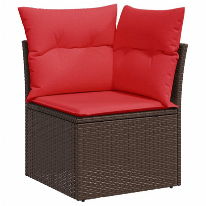 5-tlg. Garten-Sofagarnitur mit Kissen Braun Poly Rattan