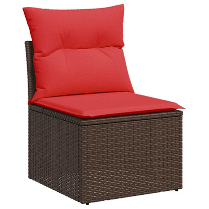5-tlg. Garten-Sofagarnitur mit Kissen Braun Poly Rattan