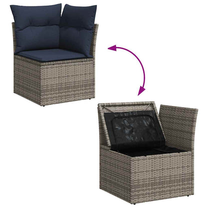 6-tlg. Garten-Sofagarnitur mit Kissen Schwarz Poly Rattan
