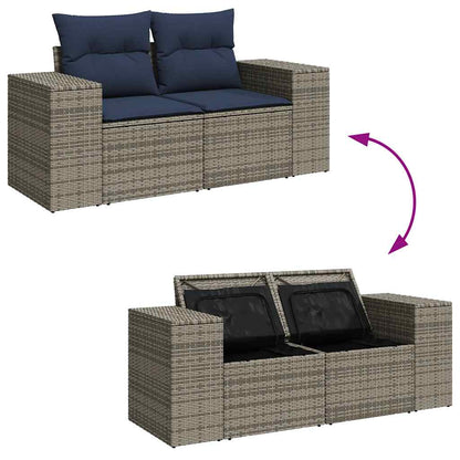 6-tlg. Garten-Sofagarnitur mit Kissen Schwarz Poly Rattan