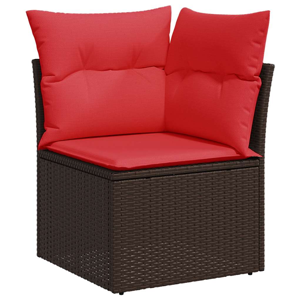 8-tlg. Garten-Sofagarnitur mit Kissen Braun Poly Rattan
