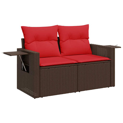 8-tlg. Garten-Sofagarnitur mit Kissen Braun Poly Rattan