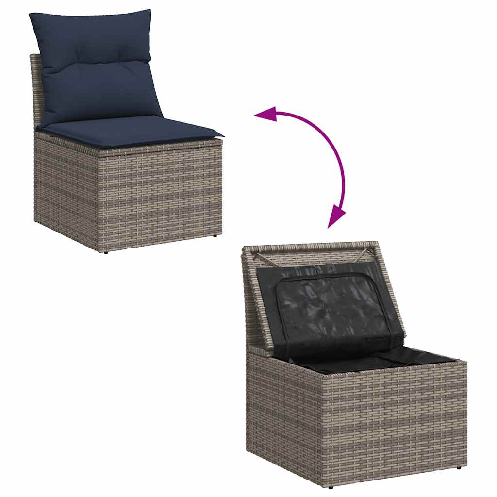 6-tlg. Garten-Sofagarnitur mit Kissen Braun Poly Rattan