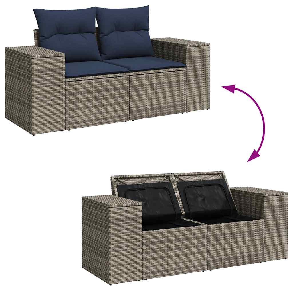 6-tlg. Garten-Sofagarnitur mit Kissen Braun Poly Rattan