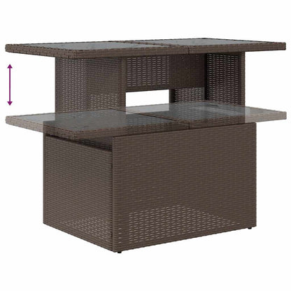 7-tlg. Garten-Sofagarnitur mit Kissen Schwarz Poly Rattan