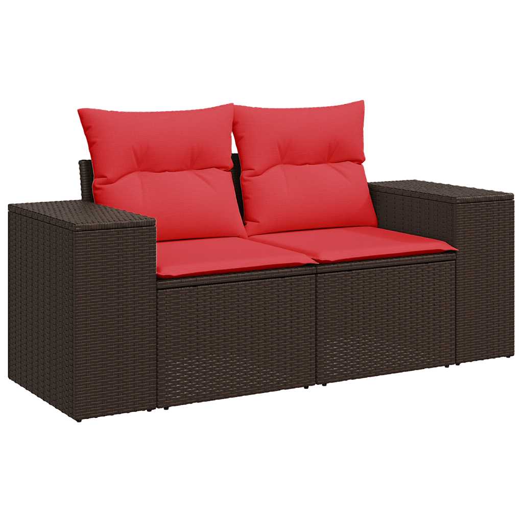 7-tlg. Garten-Sofagarnitur mit Kissen Schwarz Poly Rattan