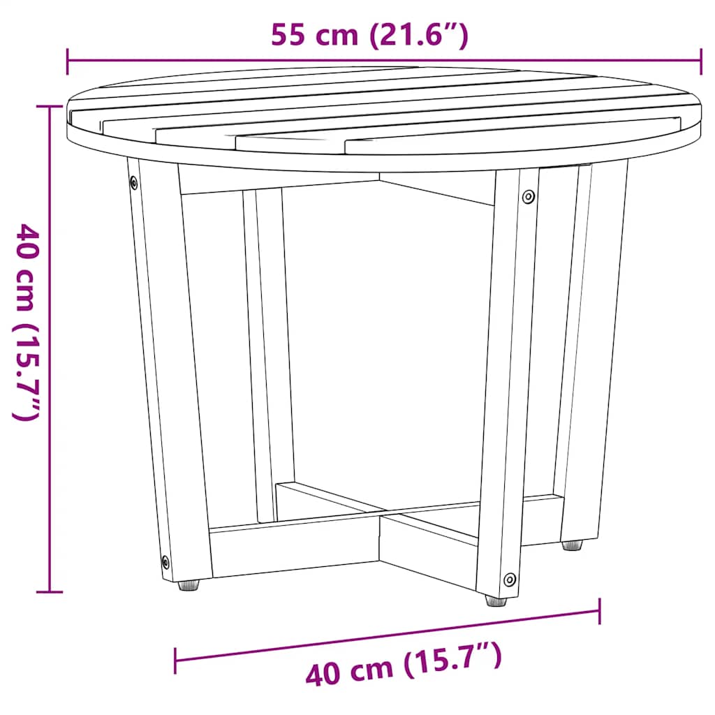Garten-Beistelltisch Rund Ø55x40 cm Massivholz Akazie