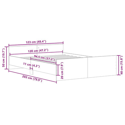 Bettgestell ohne Matratze Altholz-Optik 120x200cm Holzwerkstoff