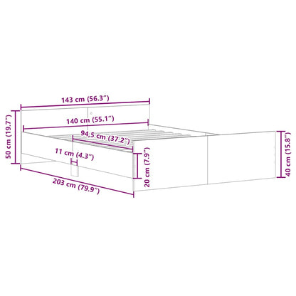 Bettgestell ohne Matratze Altholz-Optik 140x200cm Holzwerkstoff